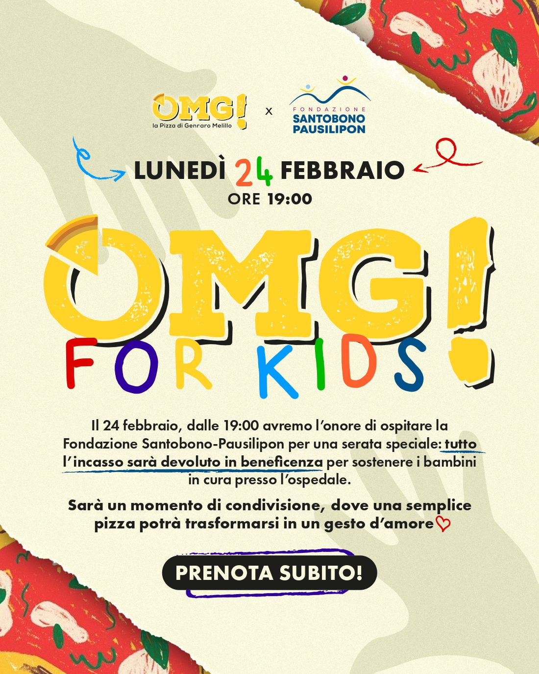 OMG! for Kids: una pizza per i piccoli pazienti oncologici napoletani
