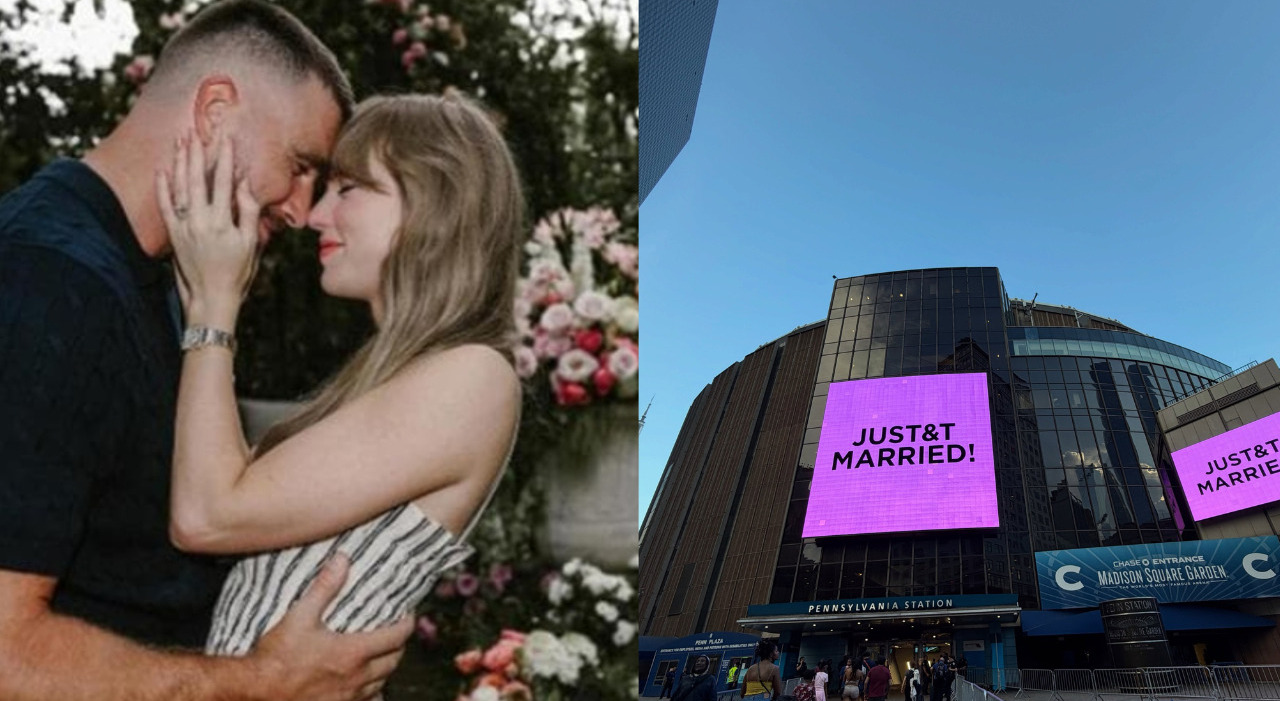 Taylor Swift e Travis Kelce sposi al Madison Square Garden: la scritta “JusT&T Married”, i look e tutti i segreti dei mille invitati vip