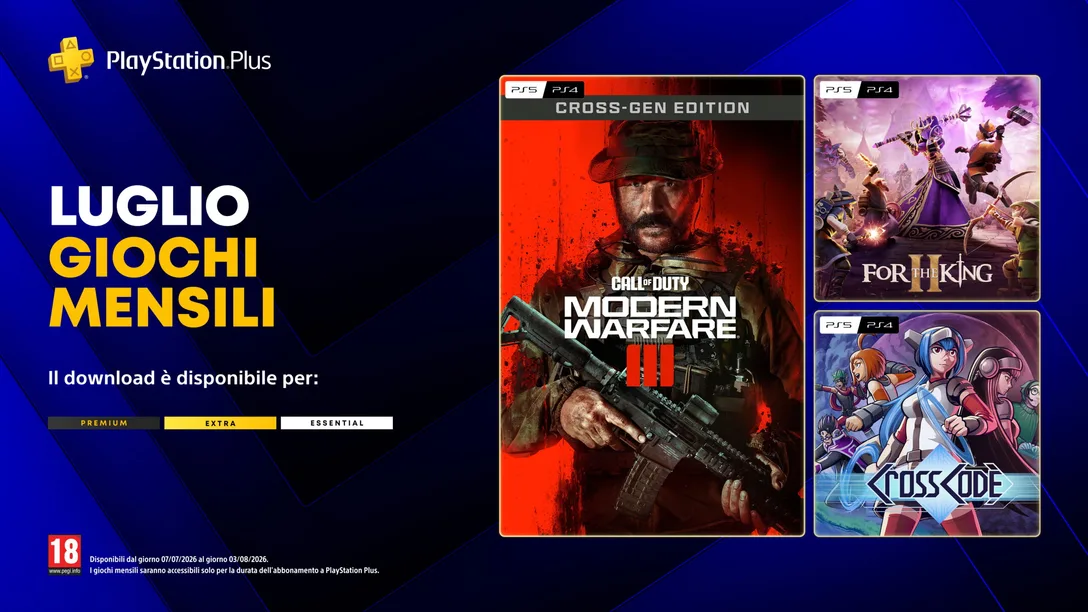 PS Plus Essential: Call of Duty Modern Warfare III, For the King II e CrossCode sono i giochi di luglio