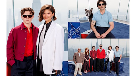 Spider Man: Brand New Day, Zendaya e Tom Holland posano col cast tra i grattacieli di New York FOTO