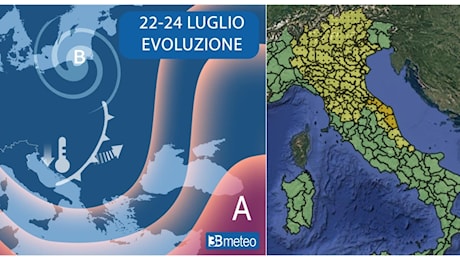 Maltempo, oggi allerta in 7 regioni. Da domani temporali, piogge e caldo in picchiata fino al fine settimana. Le previsioni