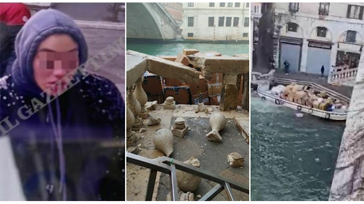 Ruba un barcone pieno di pacchi e si schianta contro il ponte di Rialto: arrestata una 20enne, 100mila euro di danni - Il Gazzettino