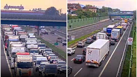 Camion con mais si ribalta sull'A4 tra Ponte Oglio e Palazzolo: tratto chiuso e code